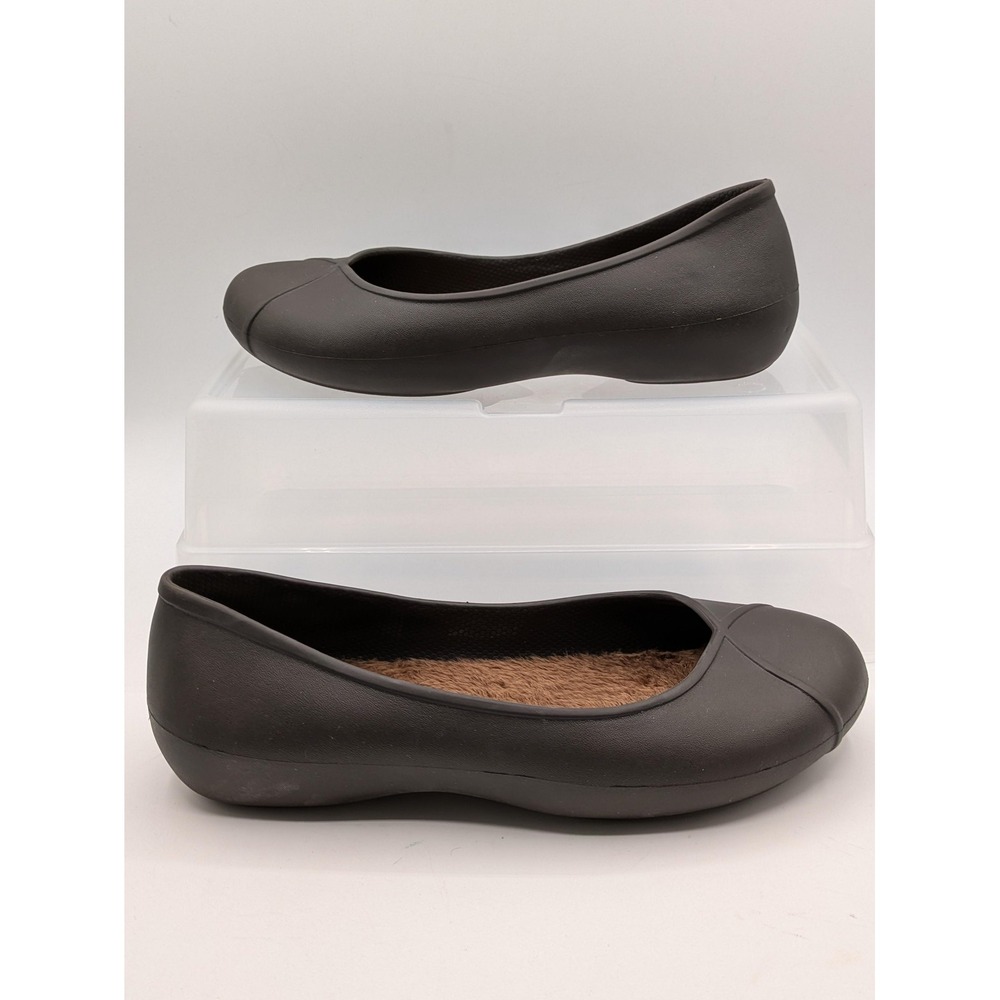 Crocs Shoes Womens Size 9 Brown Fuzzy Lined Ballet Flats Round Toe Slip On